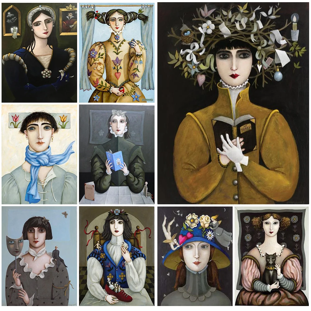 

Retro Whimsy Girl Funny Women Nordic Poster Posters Wall Art Canvas Painting Wall Pictures For Living Room Home Decor Unframed