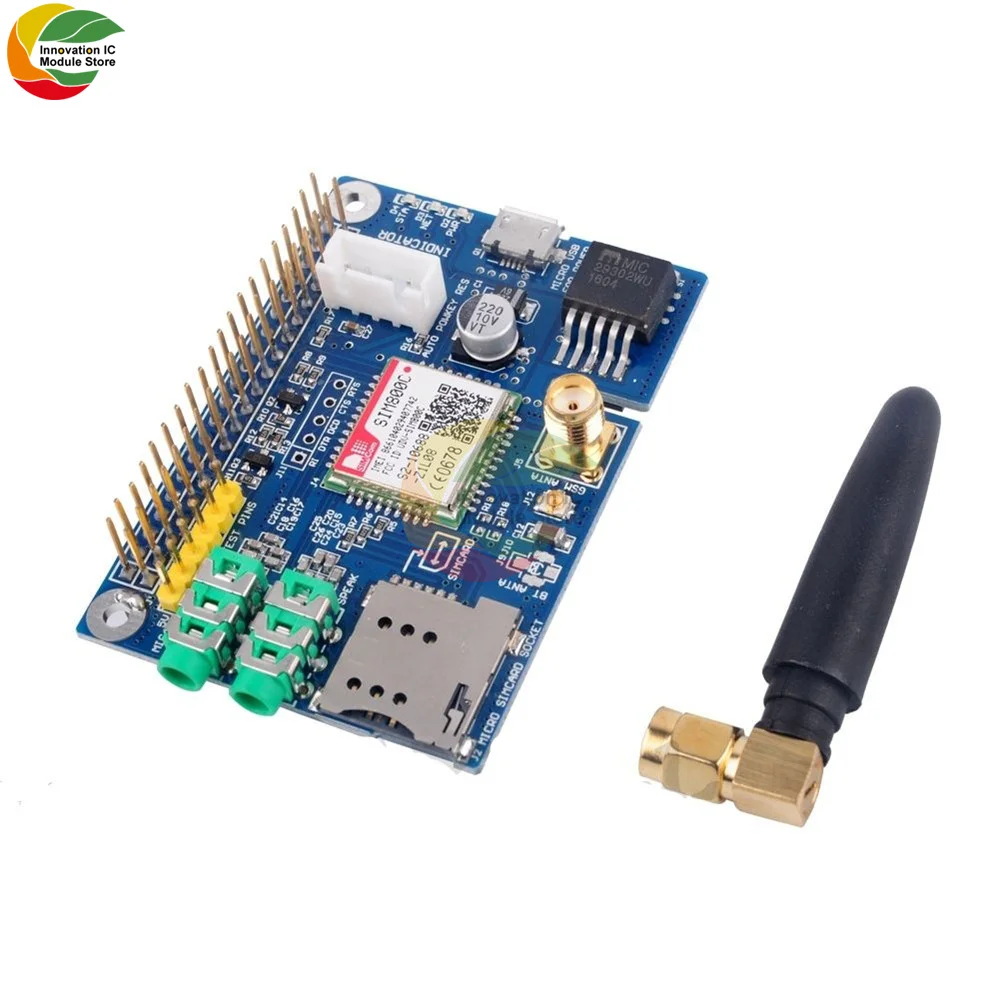 SIM800C 101GStore S Tech-Carte de développement de bande de façade avec antenne SMA, Micro epiSlot pour Ardu37Raspberry Pi, prend en charge le