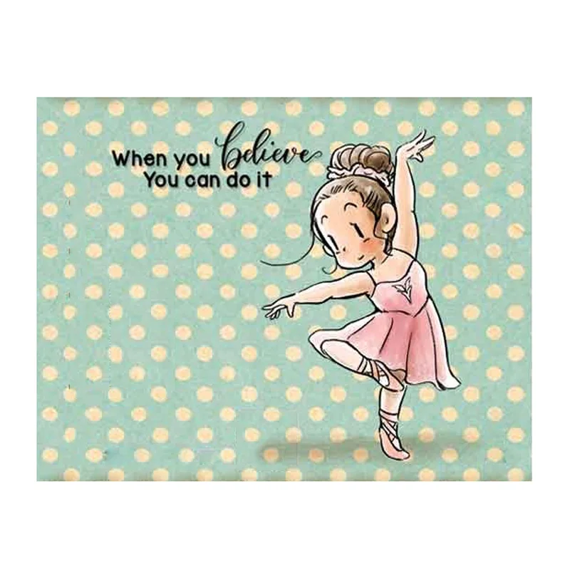 When You Believe You Can Do It Dancing Girl Metal Cutting Die Corresponding Clear Stamp DIY Crafts Card Making Scrapbooking 2021