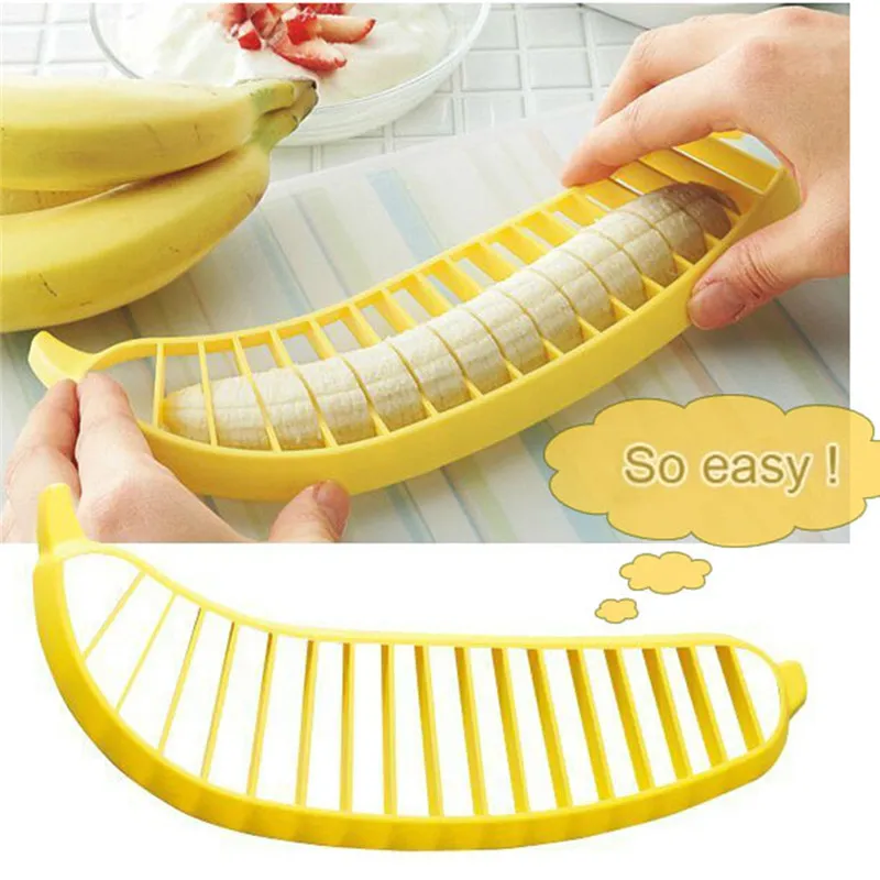 Kitchen Gadgets Plastic Banana Slicer Cutter Fruit Vegetable Tools Salad Maker Cooking  kitchen cut  chopper