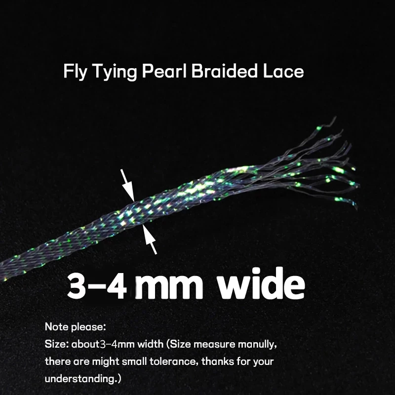 4Yards UV Fly Tying Pearl Braided Lace for Fly Bait Fish Body Scud Shrimp Back Body Streamer Dressing Chenile Flash 3-4mm