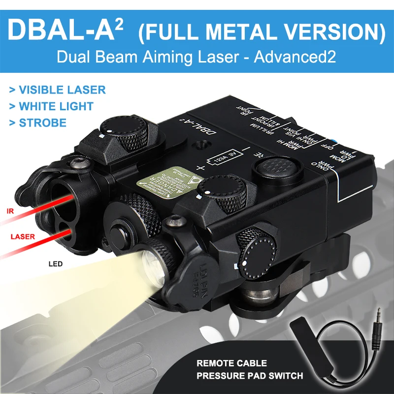 DBAL-A2 Dual Beam Aiming Laser IR & Red Laser LED White Light Illuminator Full Metal with Remote Battery Box Switch gs15-0137