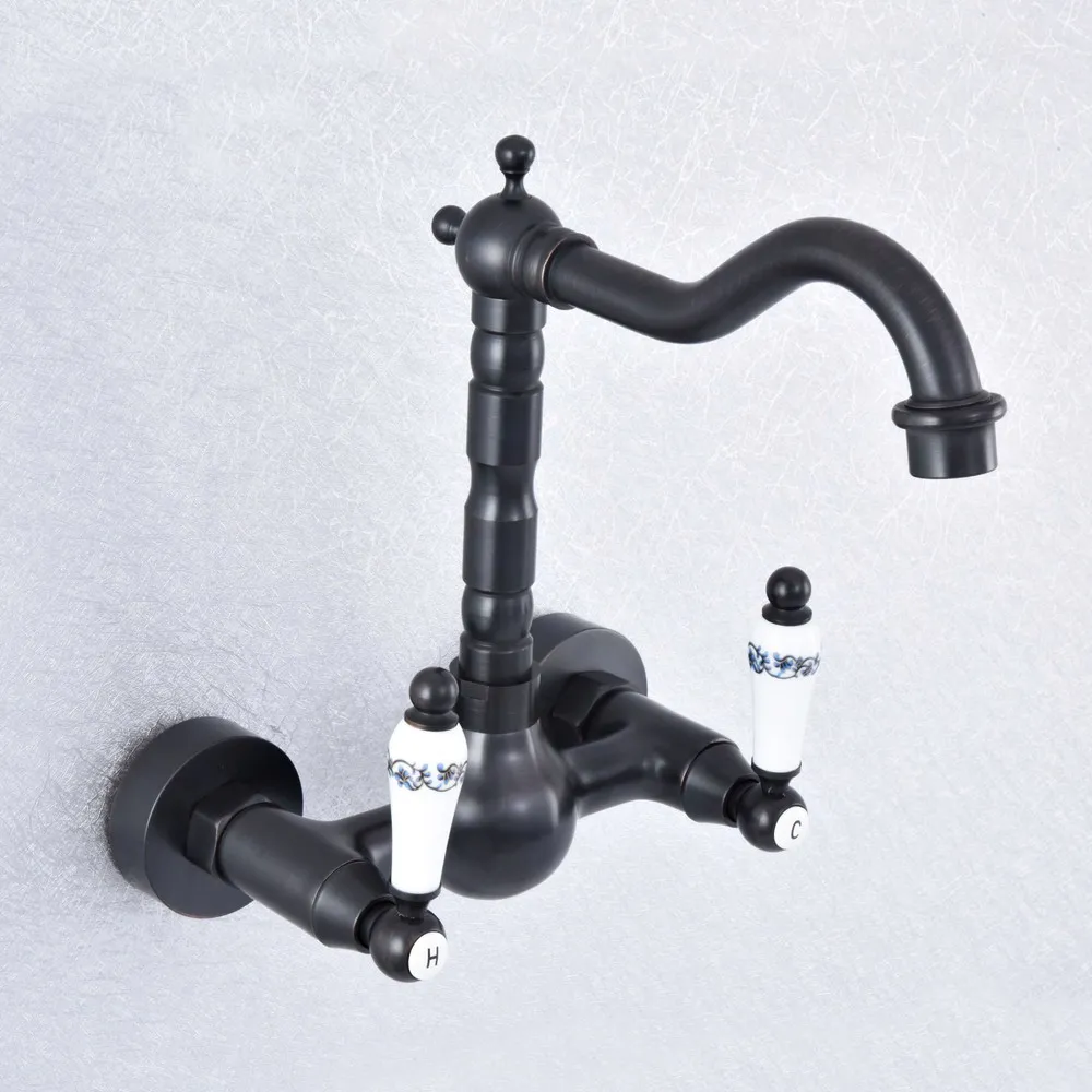 

Swivel 360 Bathroom Bathtub Faucet Torneira Wall Mount Oil Rubbed Black Bronze Basin Sink Faucet Mixer Tap Nsf702