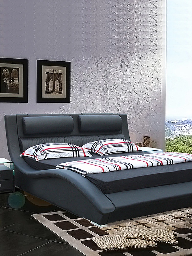 Rama łóżka z prawdziwej skóry nowoczesne łóżko Nordic camas ultimate кровать двуспальная litowe łóżka muebles de dormitorio мебель cama de cas