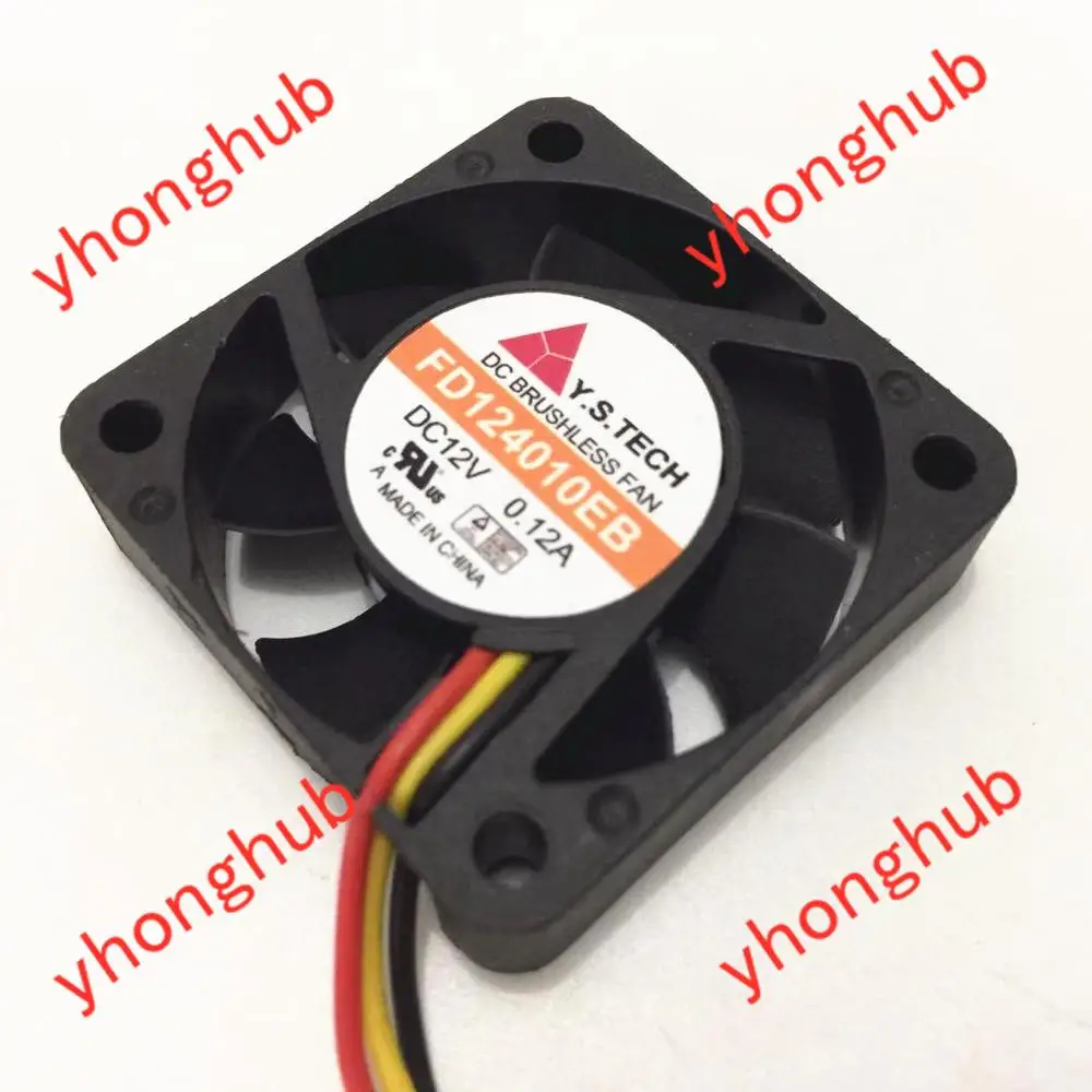 

Y.S.TECH FD124010EB DC 12V 0.12A 3-Wire 40x40x10mm Server Cooling Fan