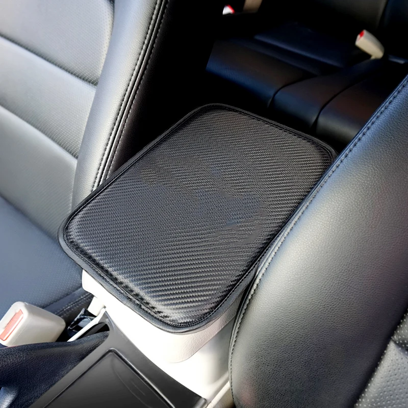 Car Carbon Fiber Center Console Armrest Cushion Mat Pad Cover For JDM NISMO Auto