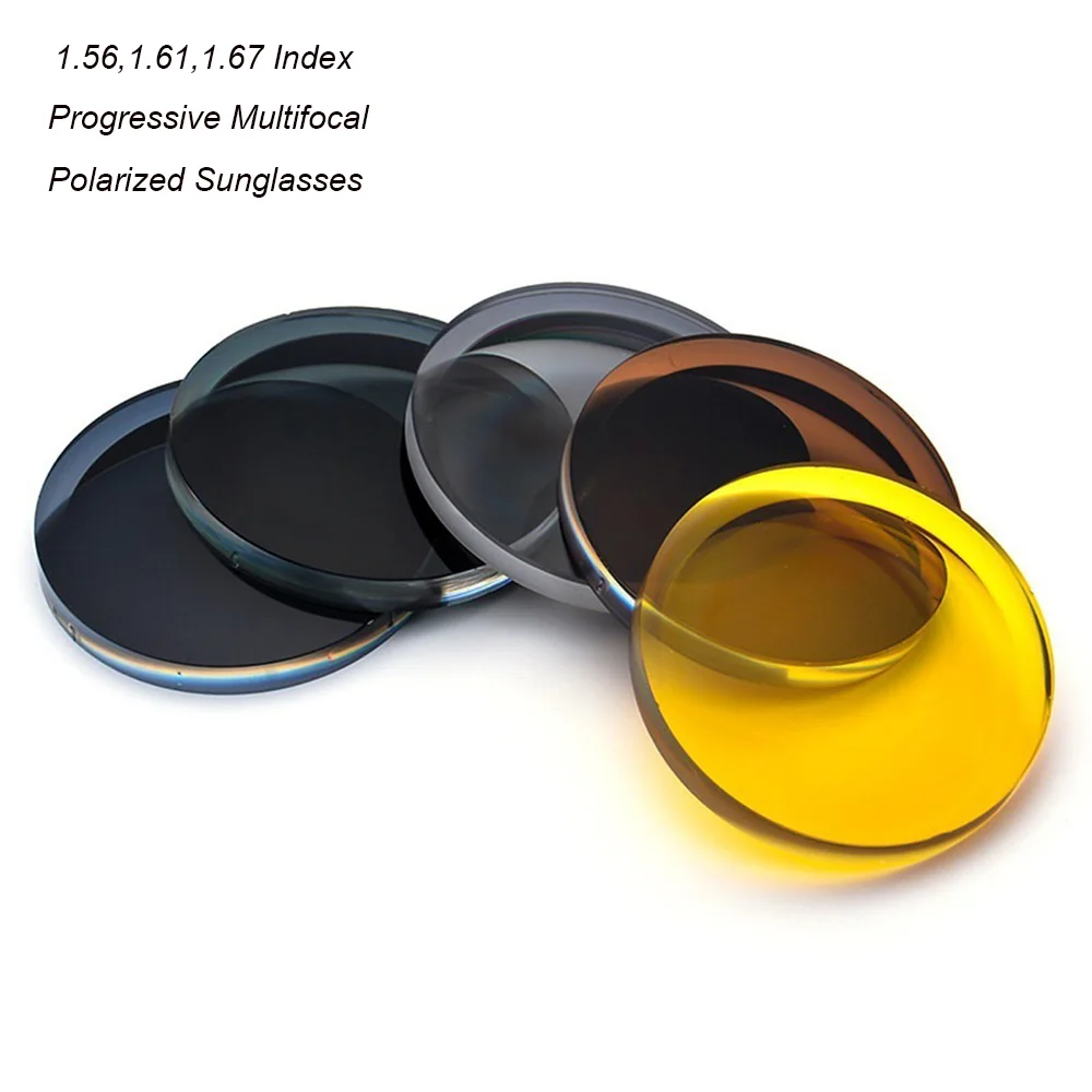 2PCs 1.56 1.61 1.67 Polarized Prescription Multifocal Progressive Sun Glasses Lenses Optical Myopia Hyperopia UV400 Glasses Lens