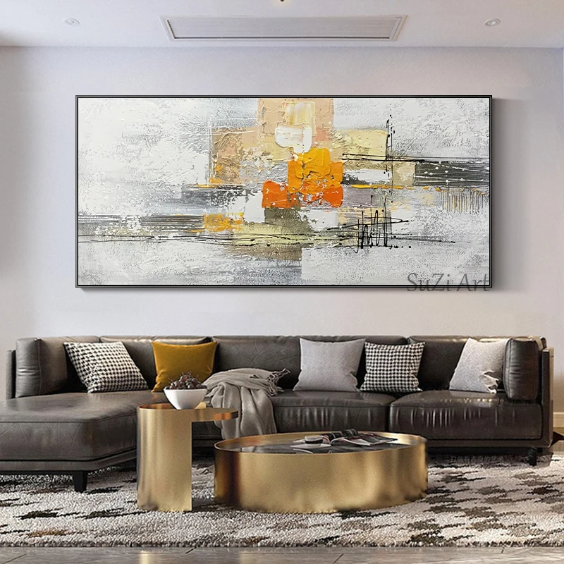 

Large Abstract Paintings Golden Oil Painting On Canvas Handpainted Wall Art Pictures for Living Room Bedroom Decorative Textured