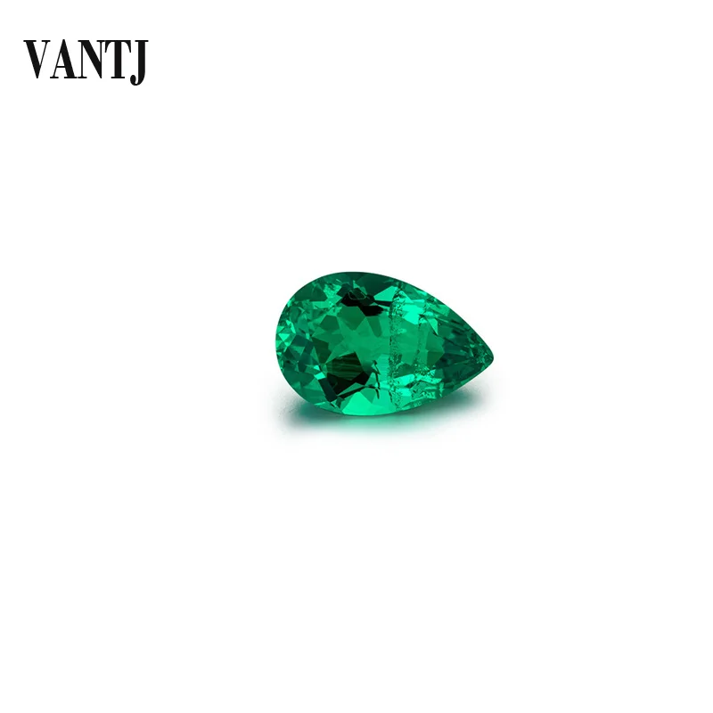 VANTJ Hydrothermal Created Emerald Lab Grown Loose Gemstone Round Cut Diy for Silver Gold Women Jewelry Random Delivery