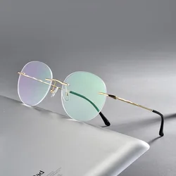 Round Rimless Plastic Frame Glasses For Man and Woman Super Light Retro Frame Eyewears Myopia Spectacles