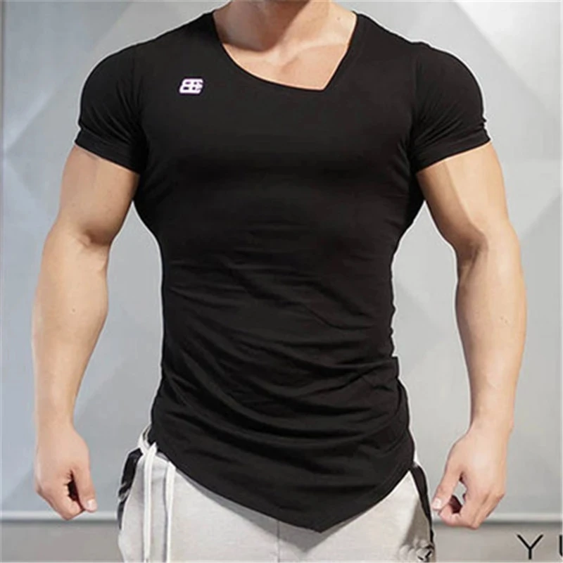 Quick Dry Sport Shirt Men Slim Fit Compression Top Short Sleeve O-neck Men Running T-Shirts Gym Training Sportswear