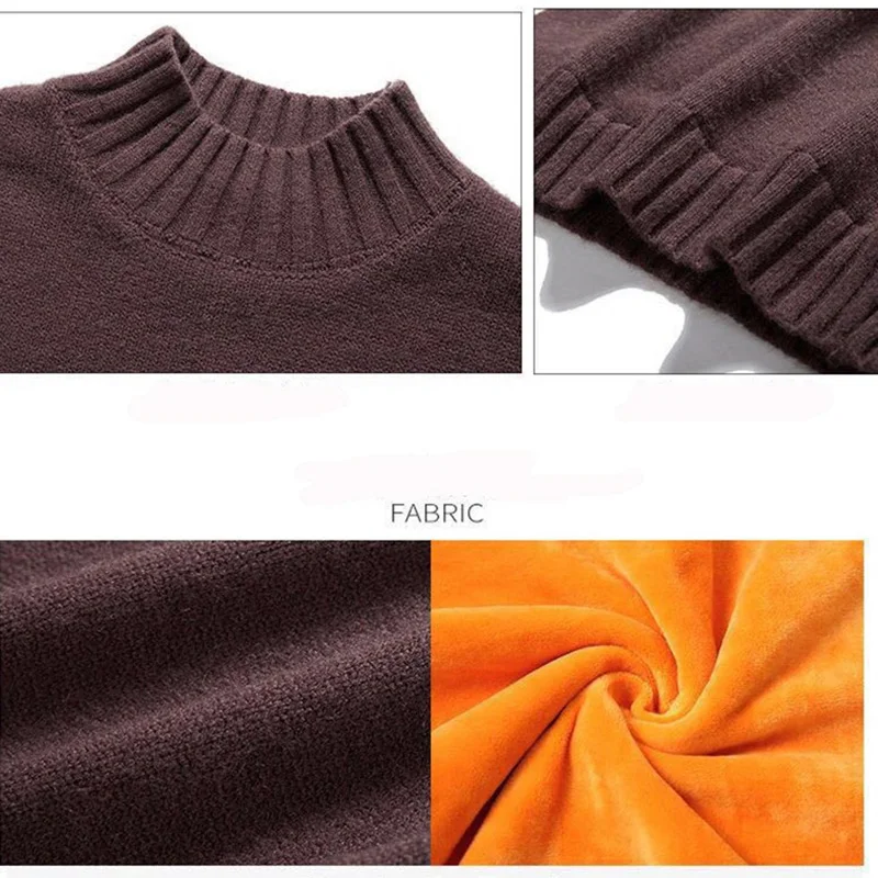 SHIFUREN Winter Warm Turtle Neck Sweaters Men Thicken Fleece Long Sleeve Pullovers Soft Male High Neck Jumpers Knitwear