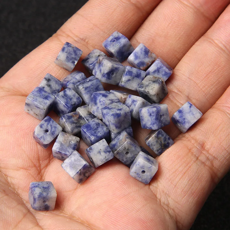 Free Shipping Natural Stone Blue Sodalite Beads Square Shape Bead For Jewelry Making Handmade Bracelet DIY 6mm Beaded Wholesale