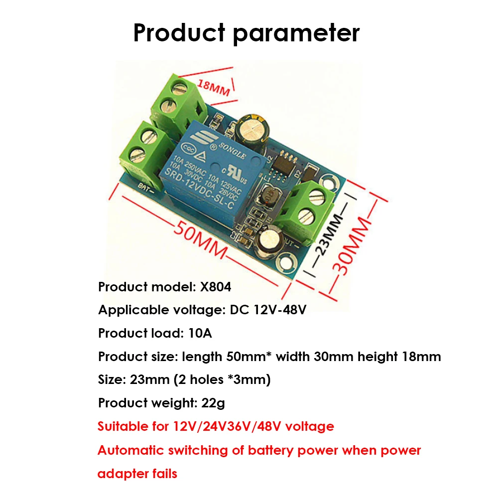 DC 12V 24V 36V 48V 10A Power Supply Battery Controller Automatic Emergency Power Transition Module Backup Battery Control Board