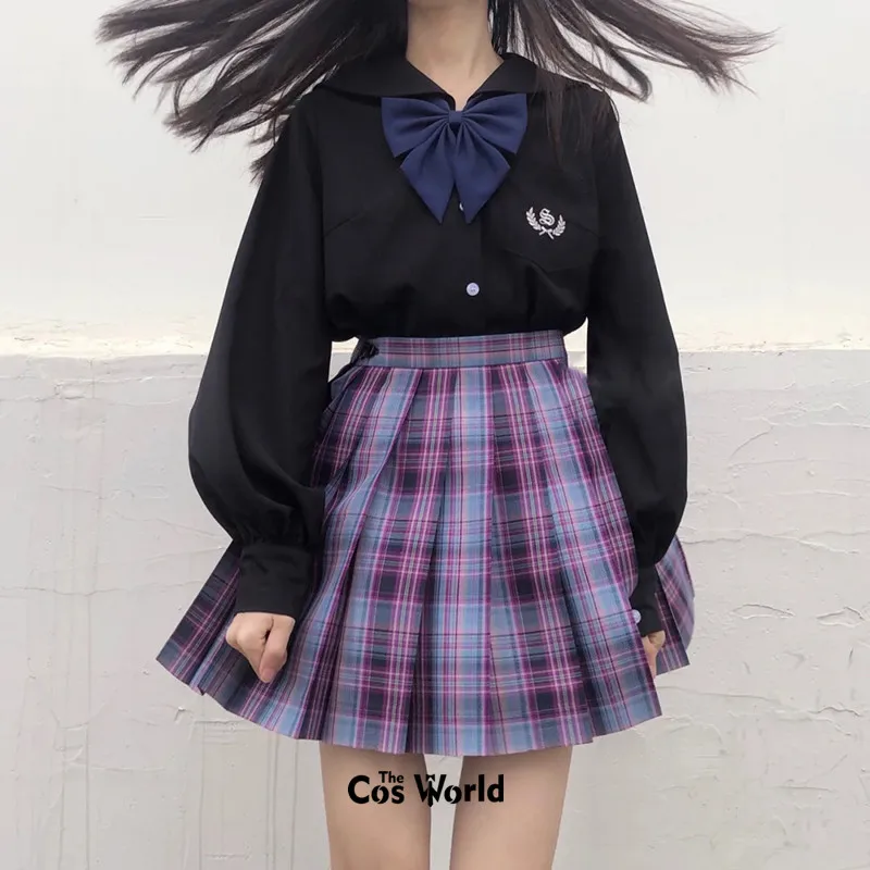 オールスターガールズ女の子用ハイウエストプリーツスカートチェック柄スカートレディースドレスjk制服学生服