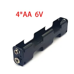 Battery Holder 4 x AA Long Strip Back Case 6V Dual Layers Double-sided Box 9V Button Plastic Storage Container Soldering Connect