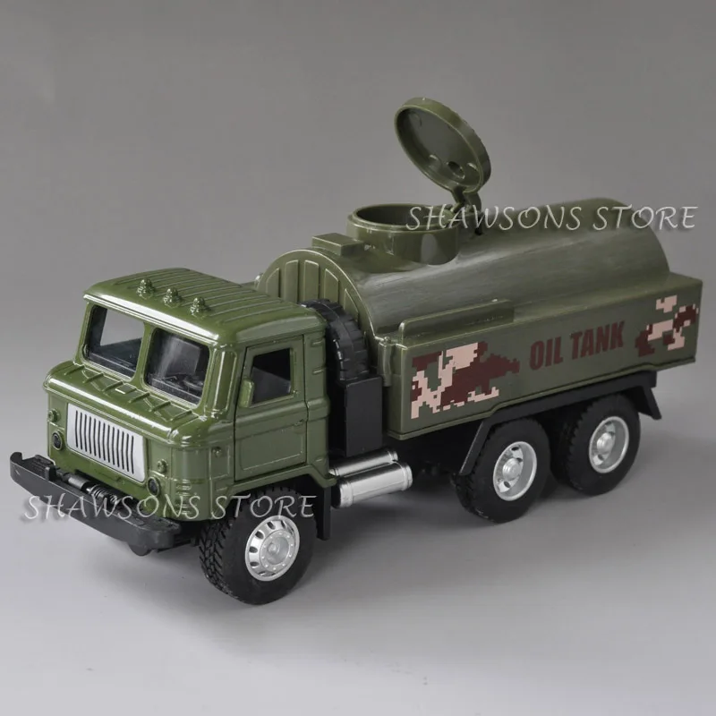 1:43 Diecast Model Toy Soviet GAZ-66 Tanker Gasoline Truck Pull Back Miniature Replica With Sound & Light