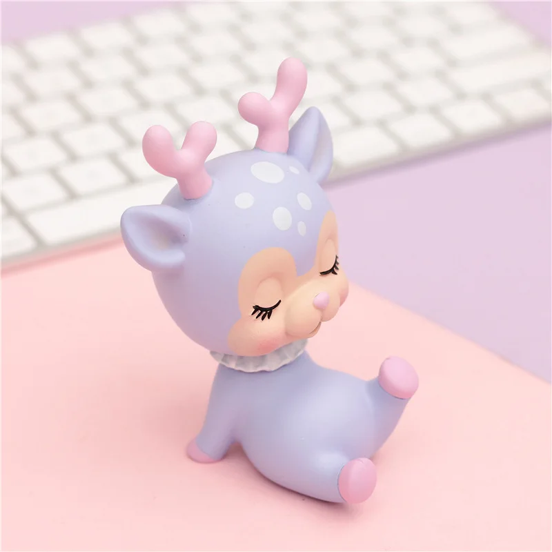 lovely cartoon small deer resin reindeer craft Desktop ornaments car decoration cake barking ornaments accessories gift a0260
