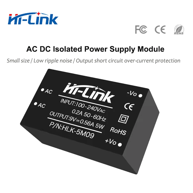 Free Shipping Hi-Link HLK-5M09 5W AC DC Converter 220V To 9V Buck Smart Home Step Down Power Supply Module Intelligent