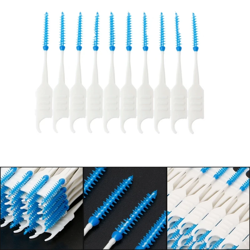 Cepillo Interdental de doble hilo, cabezal de higiene Dental de silicona, 20/40/120/200 piezas, envío directo