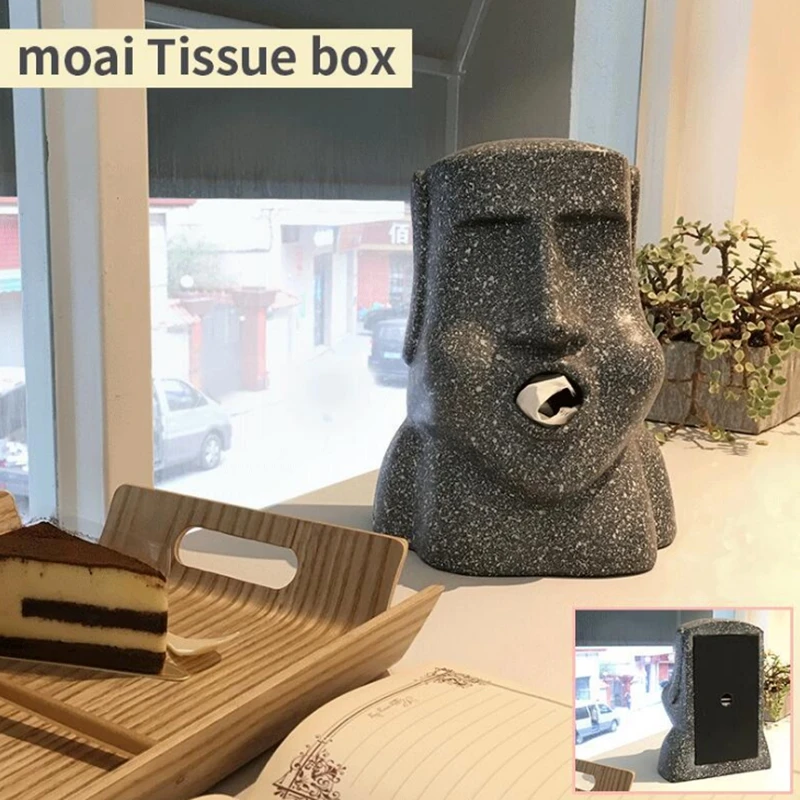 Easter Island Tissue Moai Paper Box 3D Stone Statue Figure Paper Holder Box Sanitary Paper Bar Bathroom Hotel Storage Organizer