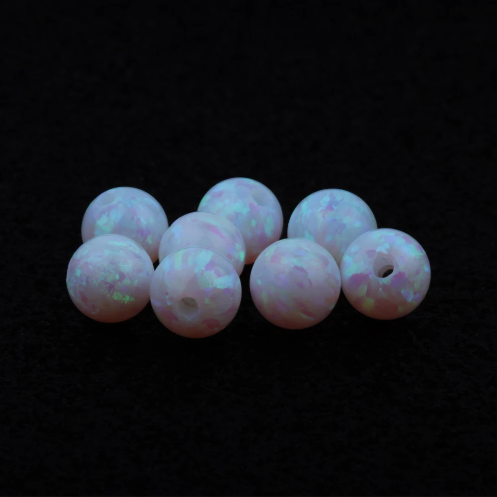 White Purple Flash Ball 20pcs/Lot 2mm to 8mm Loose Sphere Gemstone OP16 Opal White Beads for Jewelry Making