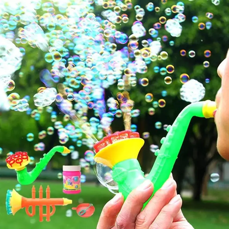 Plastic Musical Instrument Children Fun 1pc Water Blowing Toys Saxophone Horn Bubble Soap Bubble Blower Outdoor Kids Child Toy