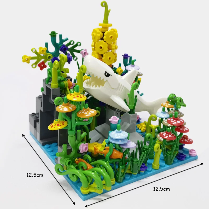 MOC Underwater World Building Blocks Creative Cute Sea Animals Shark Dolphin Blocks Set Toys City Bricks Toys for Children Gift