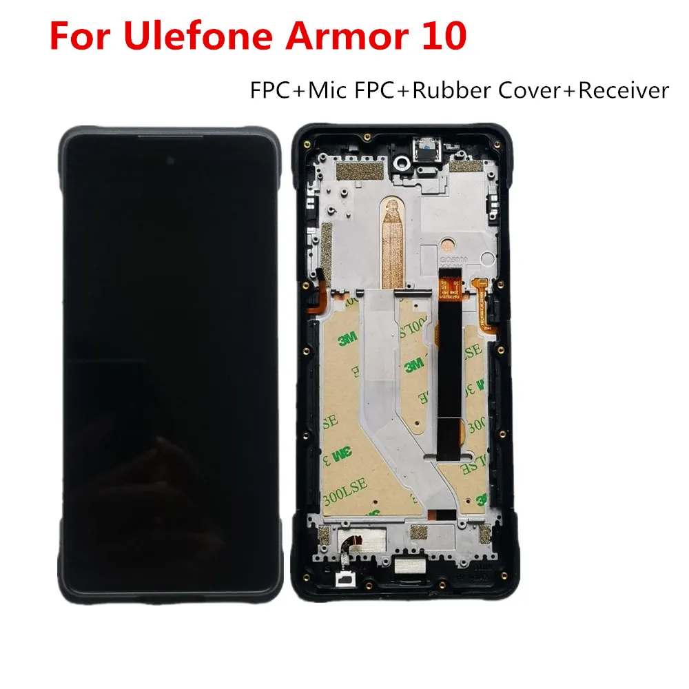 Used Original Ulefone Armor 10 5G Cell Phone LCD Display Assembly Digitizer With Frame Microphone+Touch Screen Glass Panel