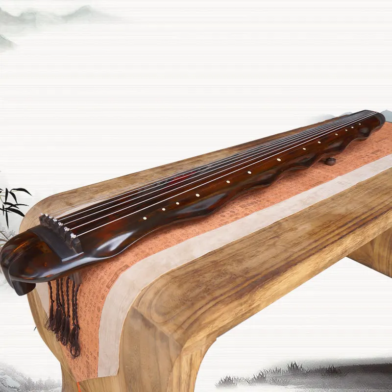 Banana Leaf Style Guqin Lacquer Old Fir Material Antler Cream Handmade Professional 7-string Zither Chinese Musical Instrument