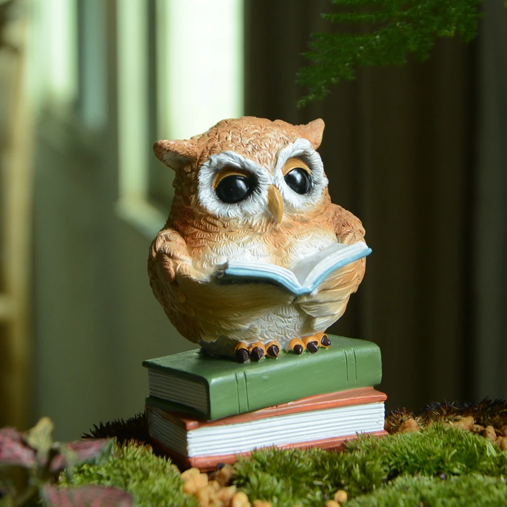 Owl Realistic Animal Figurine Scarecrow Decoration Home Lawn Moss Decor Ornaments Art Sculpture Garden Statue Children Gift