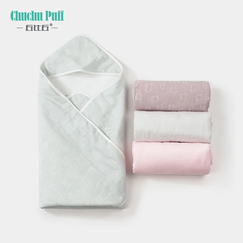 Newborn Baby Cat Jacquard 60g Cotton Quilt Baby Cocoon Swaddle Wrap Envelope Cotton 0-3Months Baby Blanket Swaddling Sleepsack