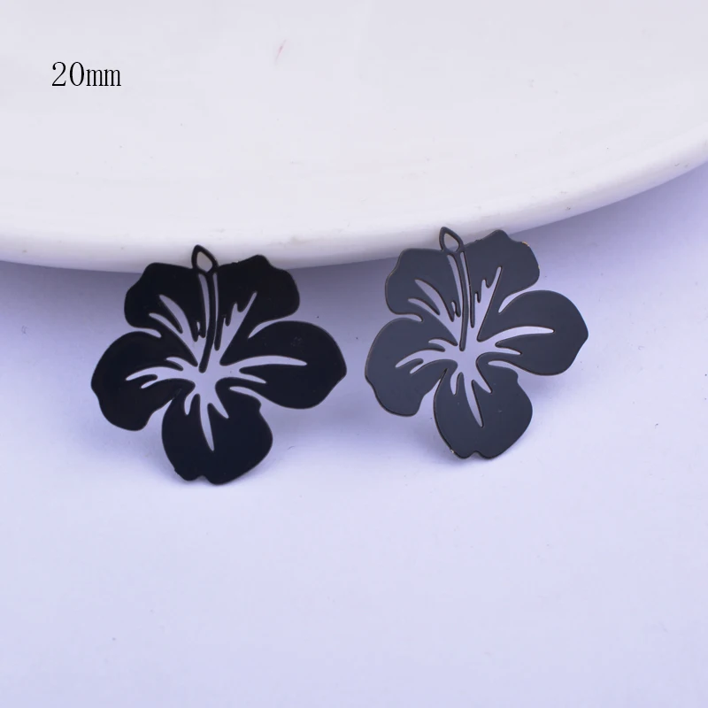 12pcs Making Eearring Black Flower Charms Lilies Rose Pendant Jewelry Accessories