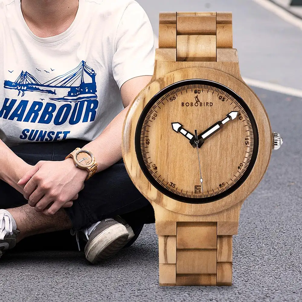 montre homme BOBO BIRD Wooden Handmade Watches for Men Top Brand Luxury Quartz Wristwatch Man Clock LOGO Engraving Dropshipping