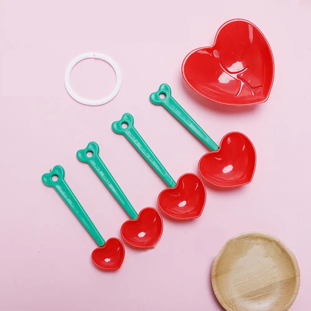 5pcs/set Heart Shape Measuring Spoon Scoop Kitchen Tool DIY Egg White Separator Multifunction Measuring Cups