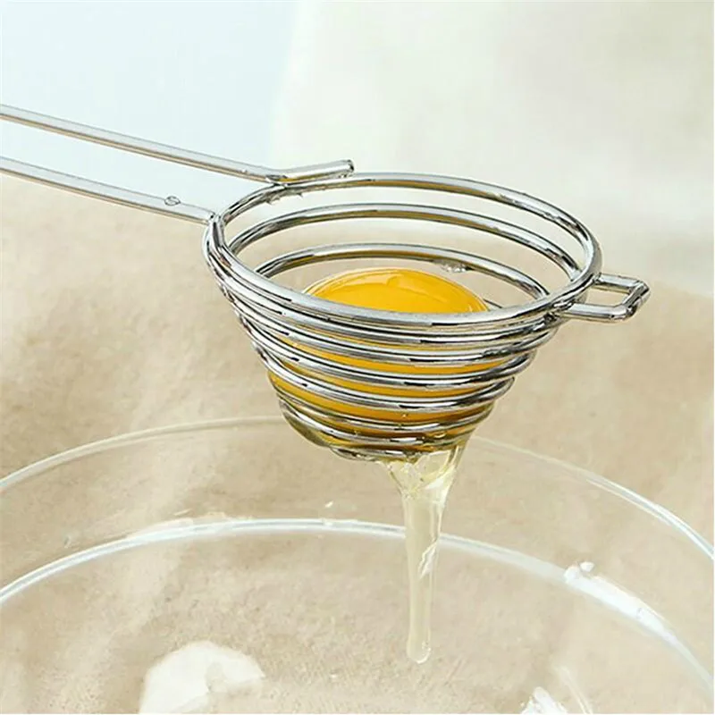 

100pcs Stainless Steel Egg Yolk White Separator Spiral kitchen Eggs Filter Tools Creative Practical Kitchen Supplies