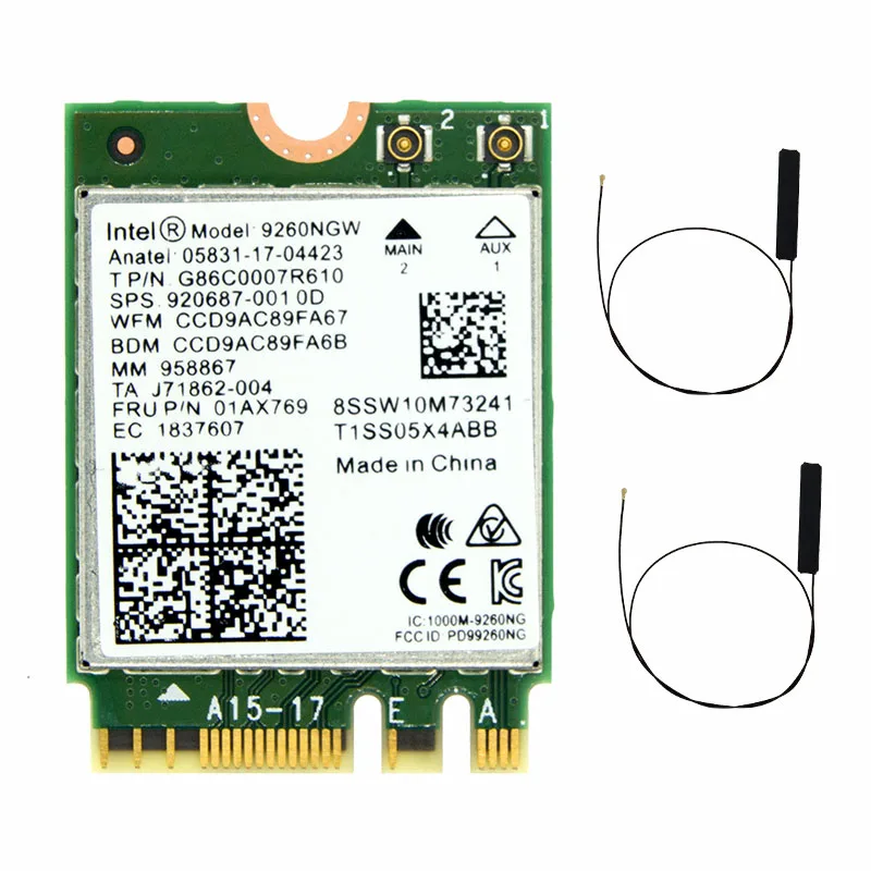 WDXUN двухдиапазонный беспроводной-AC 9260 9260ac Intel 9260NGW NGFF 802.11ac MU-MIMO 1730 Мб/с WiFi + Bluetooth 1,73 Windows 10