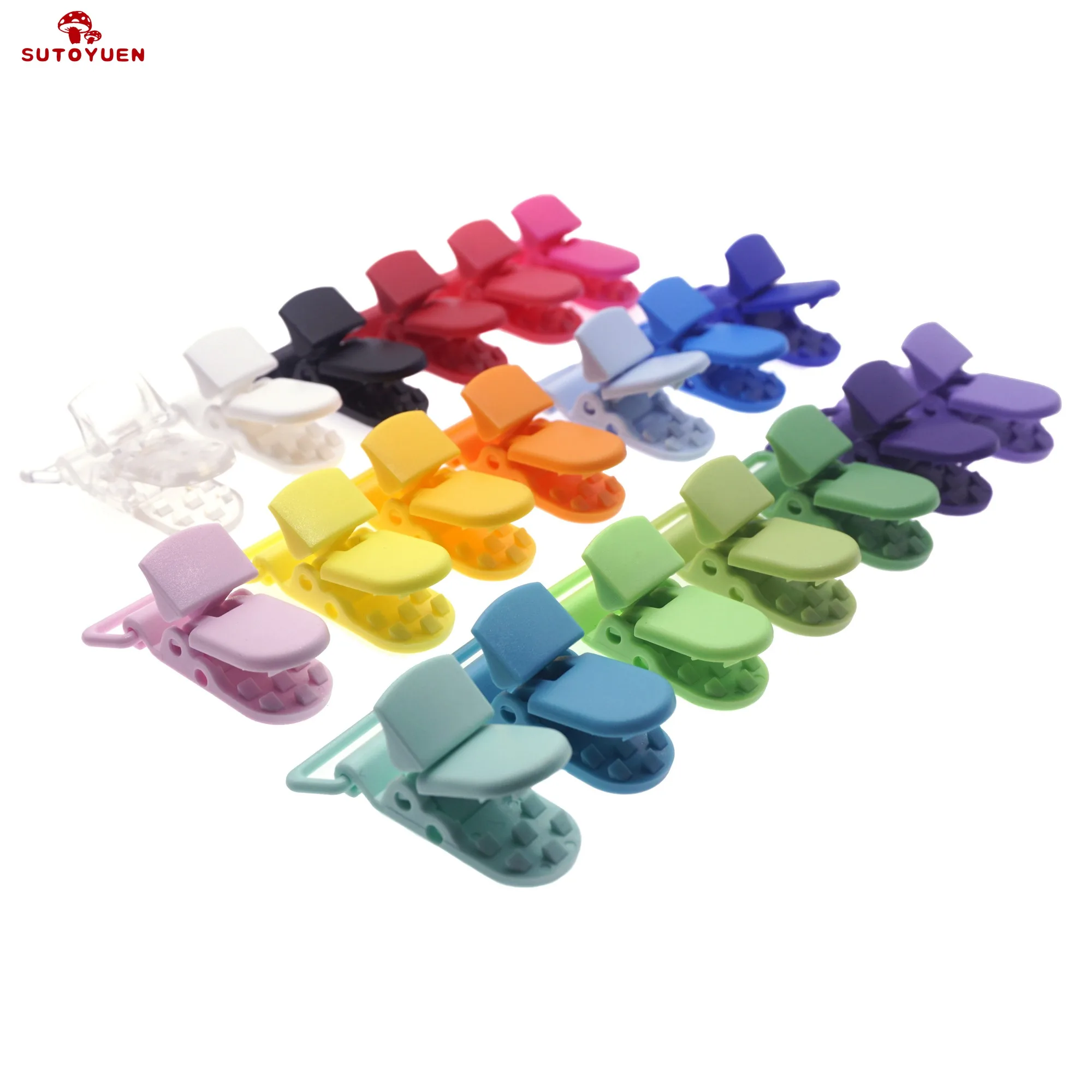 Wholesale 100 sets of  Man baby Dummy Plastic Clip  D shap Plastic Pacifier Clips Soother Clip For Baby 20 mm