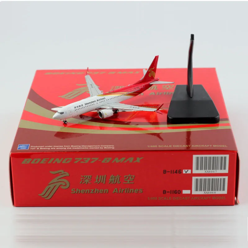 

1:400 Scale Shenzhen Airways B737-Max8 Airlines Model with Base Alloy Aircraft For Collectible Souvenir Show Gift Toys