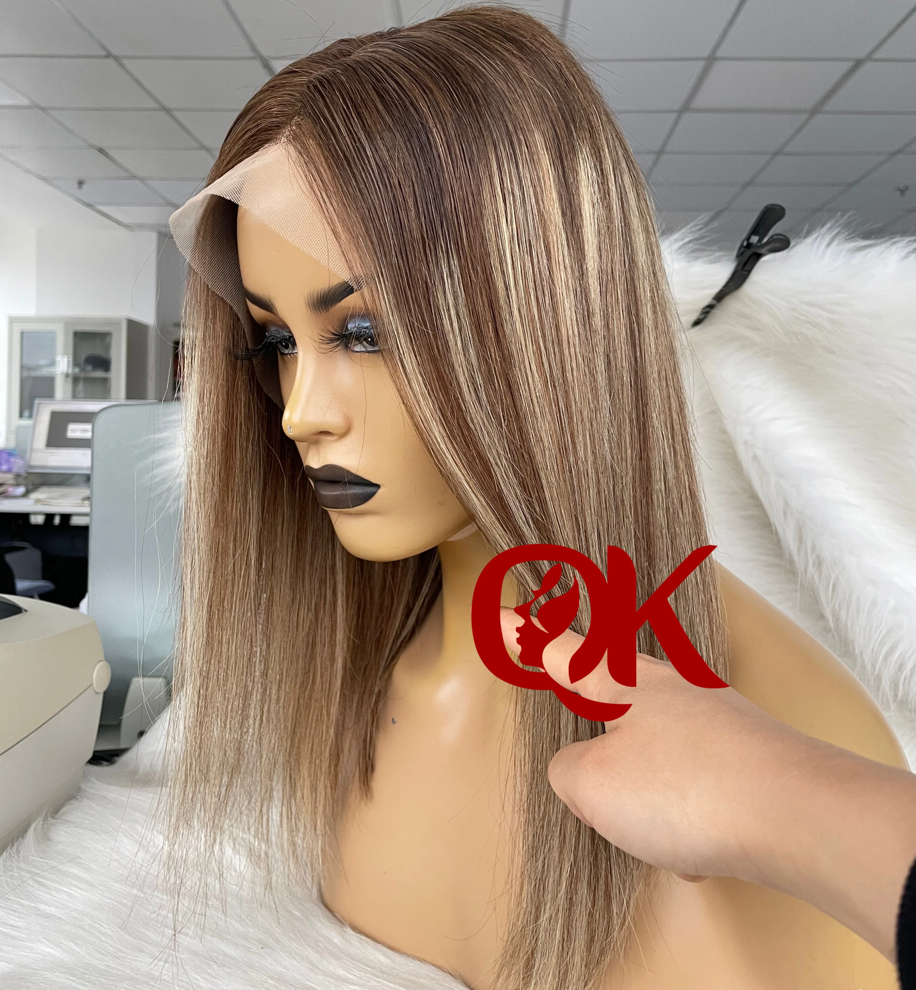 QueenKing hair 13*6 Lace Front Wig 150% Cami Highlight Color Bob Wig Straight Free Part Preplucked Brazilian Human Remy Hair