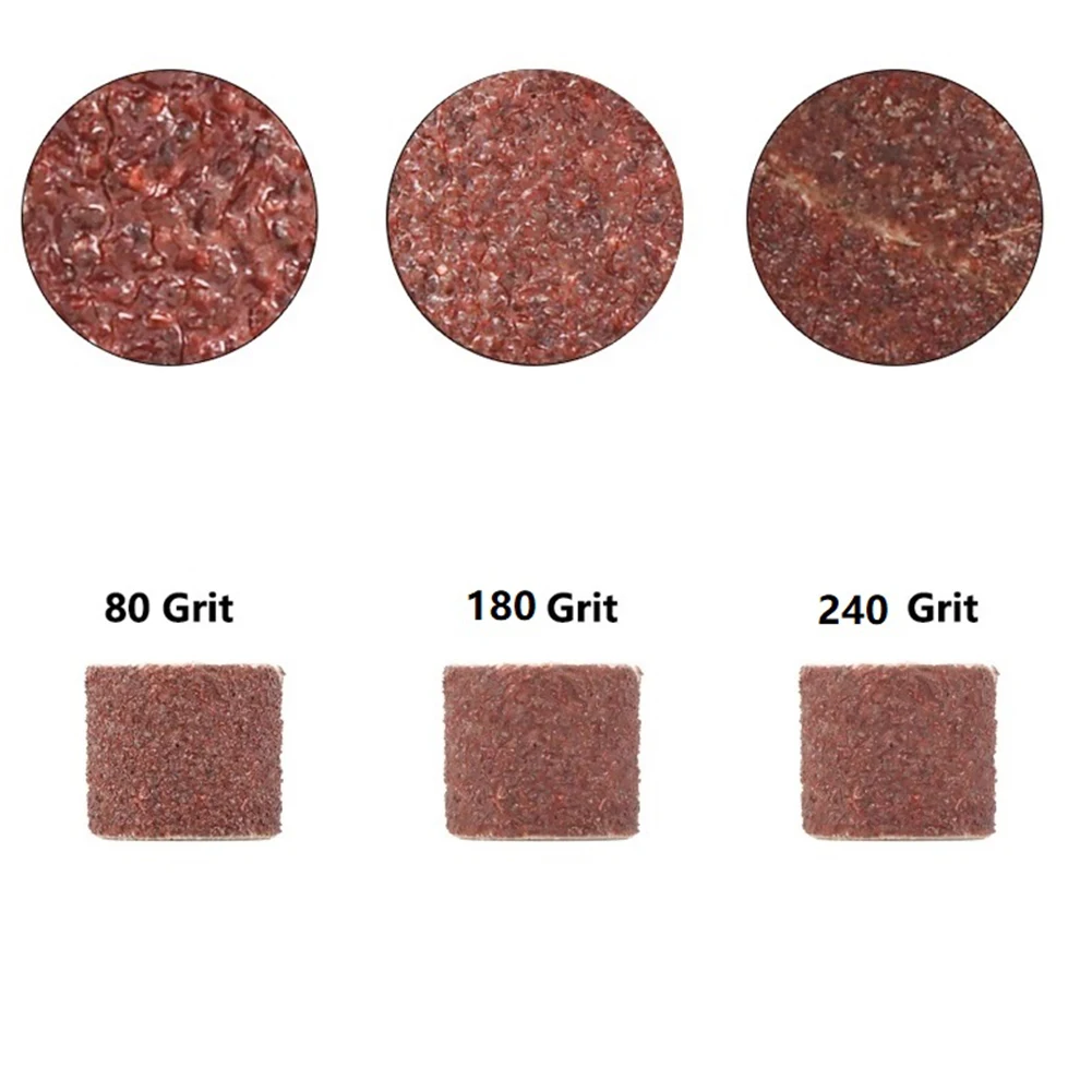 100Pcs 80/180/240Grit กลอง Sanding ชุด Sanding Bands Sleeves สว่านขัดอุปกรณ์เสริมสำหรับโลหะทำความสะอาดพื้นผิวขัด
