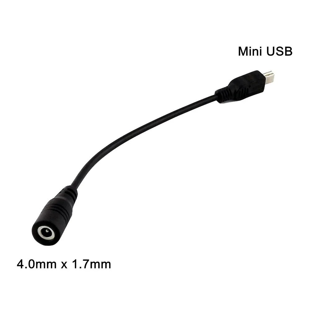 1x تيار مستمر الطاقة 4.0 مللي متر x 1.7 مللي متر أنثى جاك إلى USB صغير 5 دبوس ذكر محول القابس موصل وصلة كابل 15 سنتيمتر