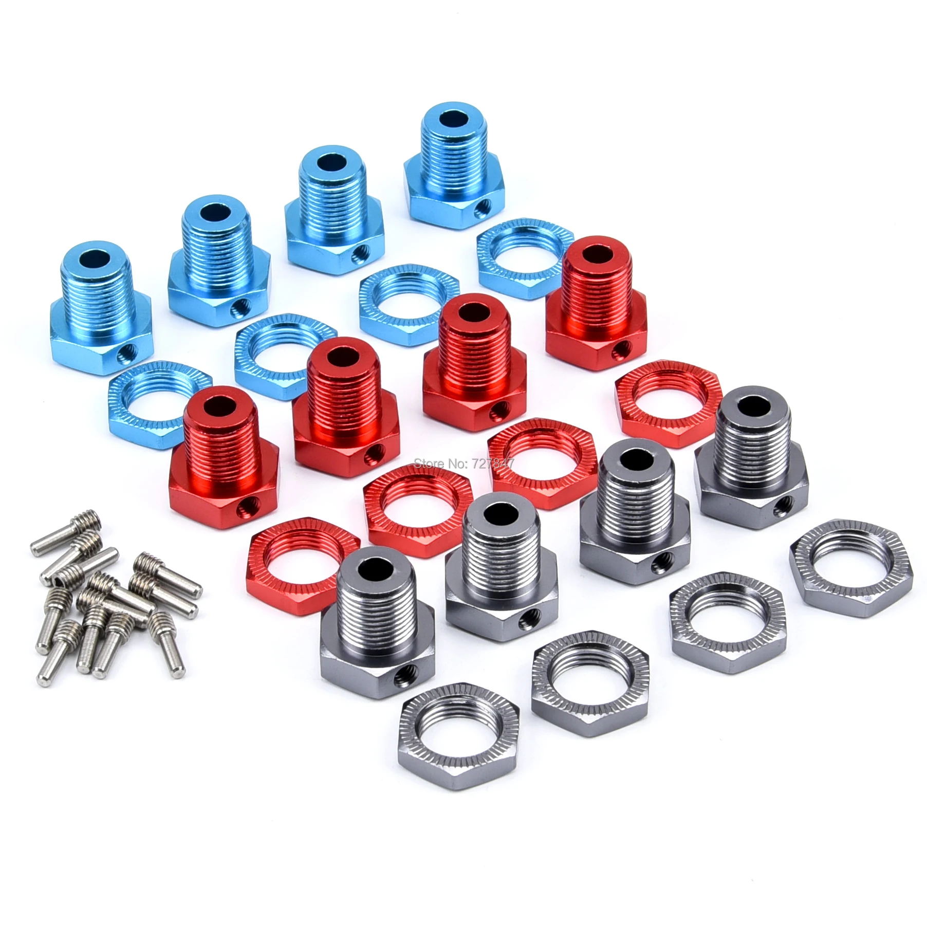 Aluminum Wheel hubs 17mm Hex Nuts Threadlock Replace 5353X for RC TRX 1/10 E-Revo E-Maxx Revo 3.3 Slayer Pro 4x4 Summit XO-1