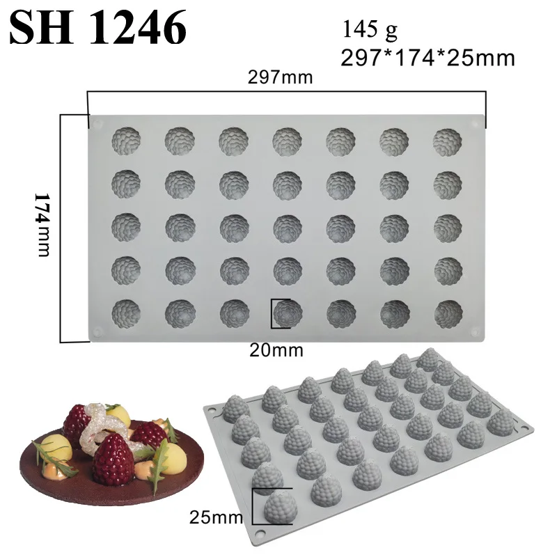 SHENHONG Cranberry Silicone Bolo Moldes 35 Cavidade Framboesa Morango Sobremesa Colocação Decoração Molde Fondant Pastelaria Cozimento