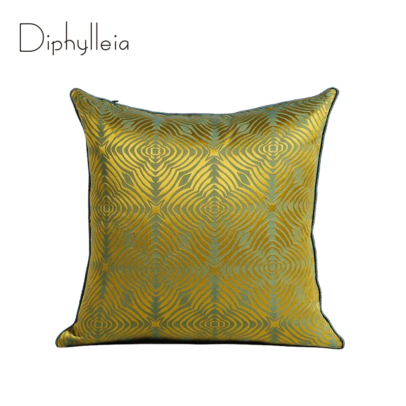 

Diphylleia Home Decorative Cushion Covers Green And Yellow Floral Geomertic Jacquard Throw Pillow Case Distinctive Style 45x45cm