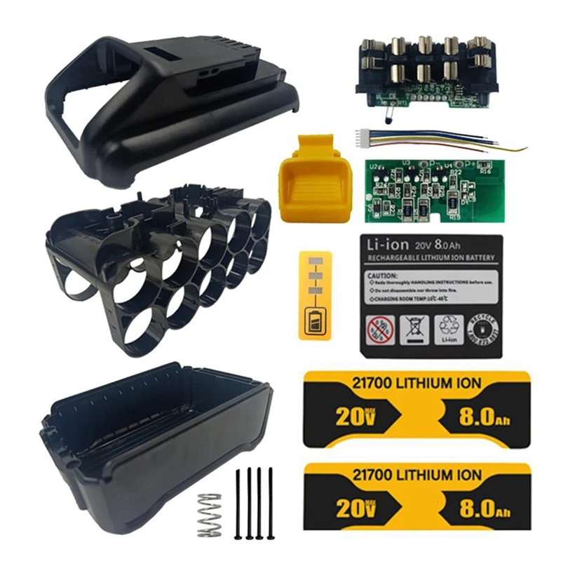 Placa de circuito de proteção para bateria de íon-lítio 10x21700 dcb200, proteção de circuito impresso para dewalt 18v 20v com adesivo 8.0ah