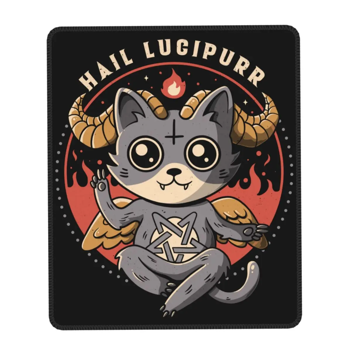 Hail Baphomet Cat Custom Design Gaming Mouse Pad Anti-Slip Rubber Base Mousepad Office Desk Horror Satan Gothic Witch Desk Mat