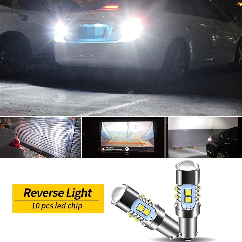 2 Stück Fehlerfreie Weiße Bay9s H21W 64136 LED-Lampen für Volkswagen VW Golf MK7 GTD GTI R TSI LED-Rückfahrleuchten Weiß – Detail 4
