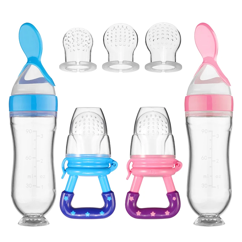 

Silicone Squeezing Feeding Bottle Spoon Bottle Feeder Newborn Baby Training Drink Spoon Safe Tableware Baby Training Feeder