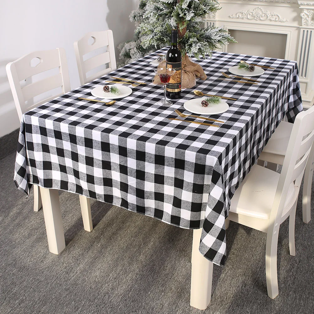 

Simple Fabric Square Tablecloth Rectangular Christmas Table Cloth Decoration Tablecloth 213*153cm Lattice Table Cloth 2 Colors